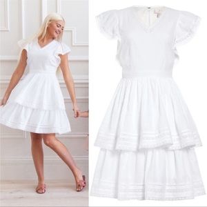 Rachel Parcell White Flutter Sleeve Dress